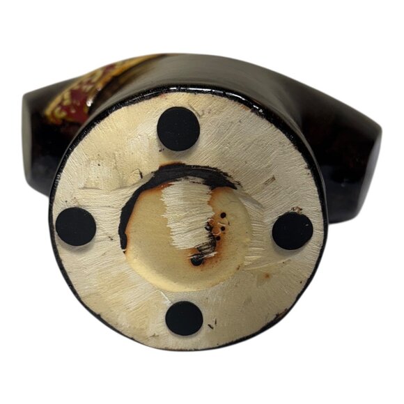 Vintage Kimono-Inspired Ceramic Abstract Vase W/ Ornate Red & Gold Detailing 12” - Picture 6 of 10